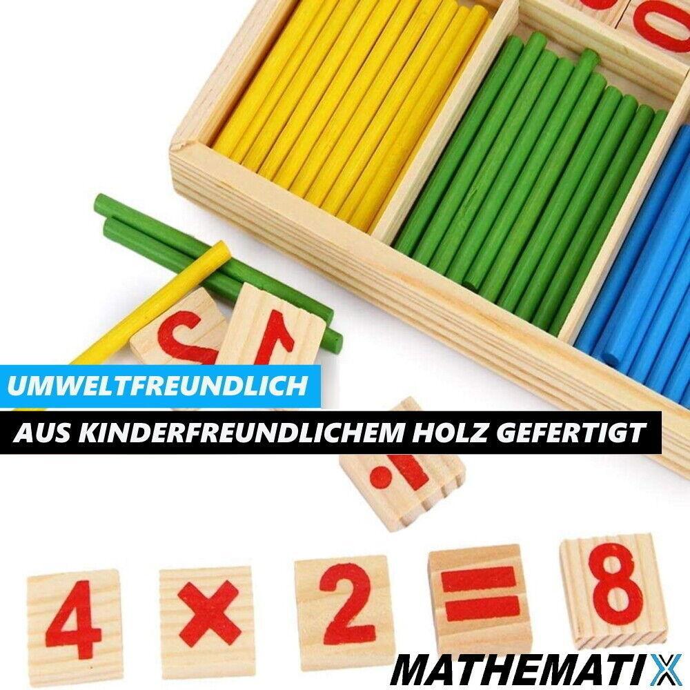 MATHEMATIX Rechenstäbchen Holz Zählstäbchen mathematisches Zahlenlernspielzeug