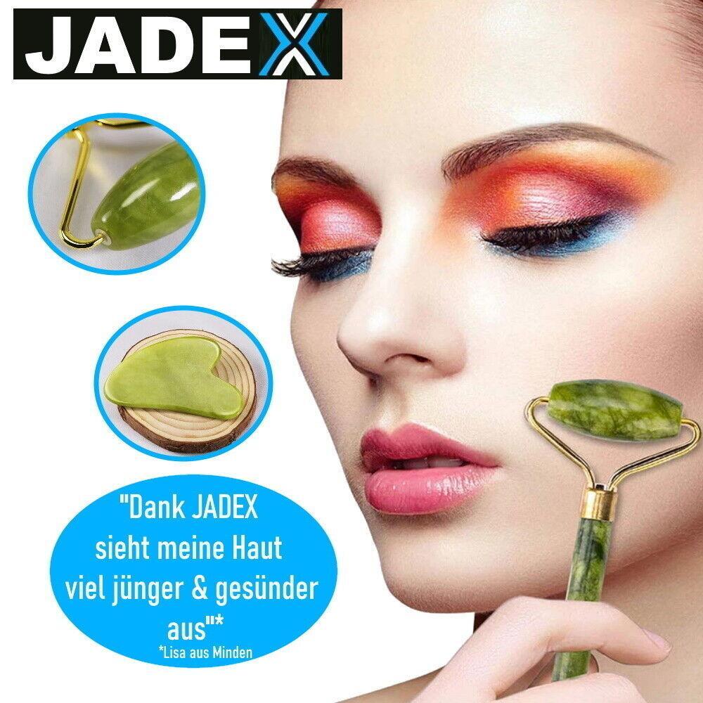 JADEX Premium Jade Roller Set Face Roller Massagegerät Gua Sha Gesichtsmassage