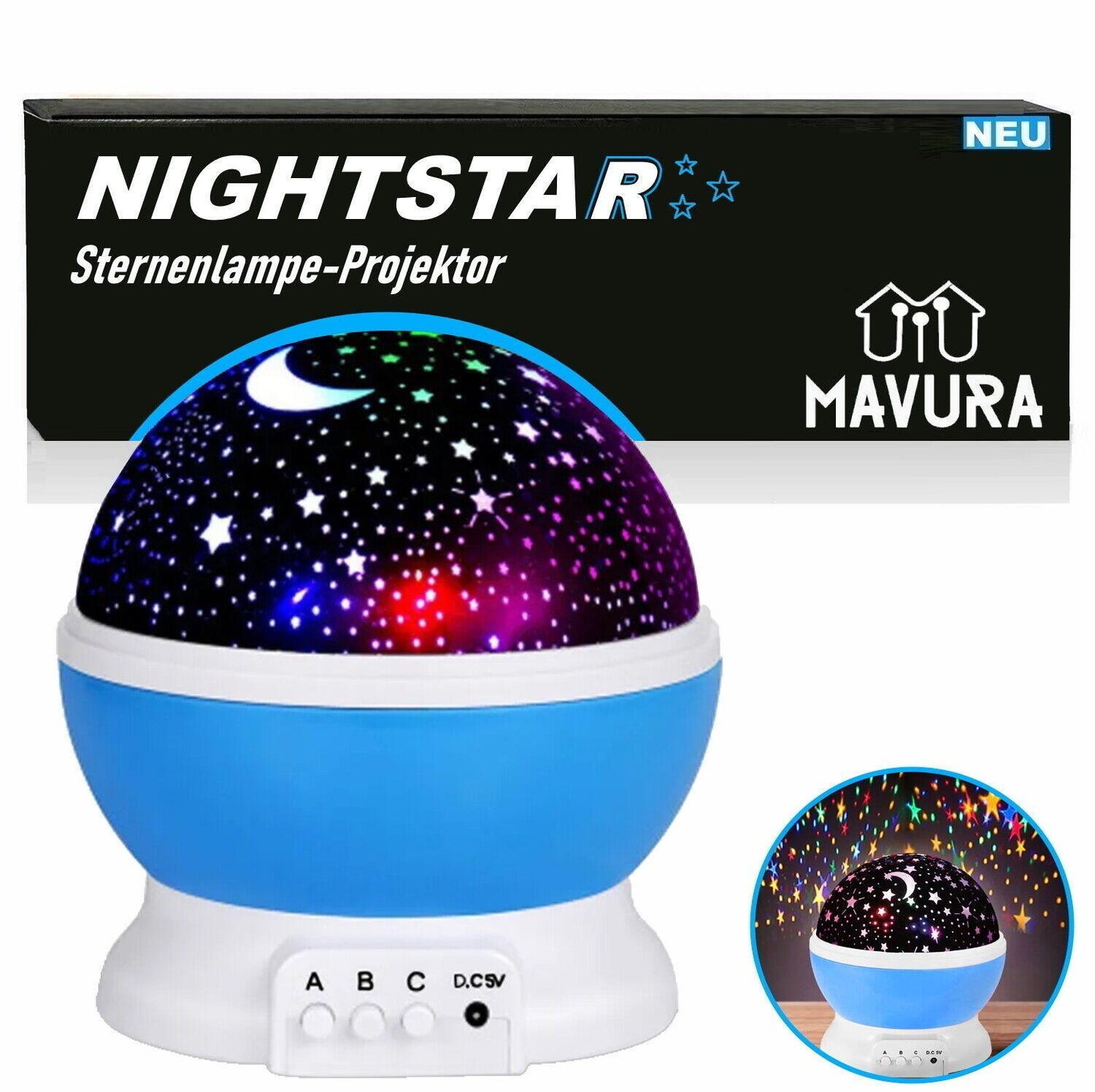 NIGHTSTAR Sternenhimmel Projektor Nachtlicht Sternenlicht 360° Galaxy Lampe