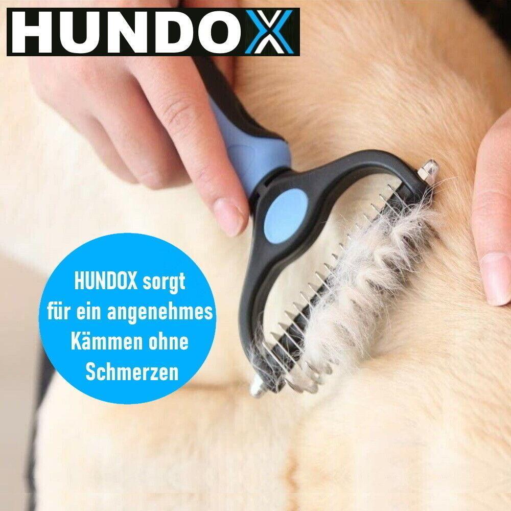 HUNDOX Unterfell Bürste Blau Entfilzung Fellpflege Hunde Katzen Unterwoll Fell