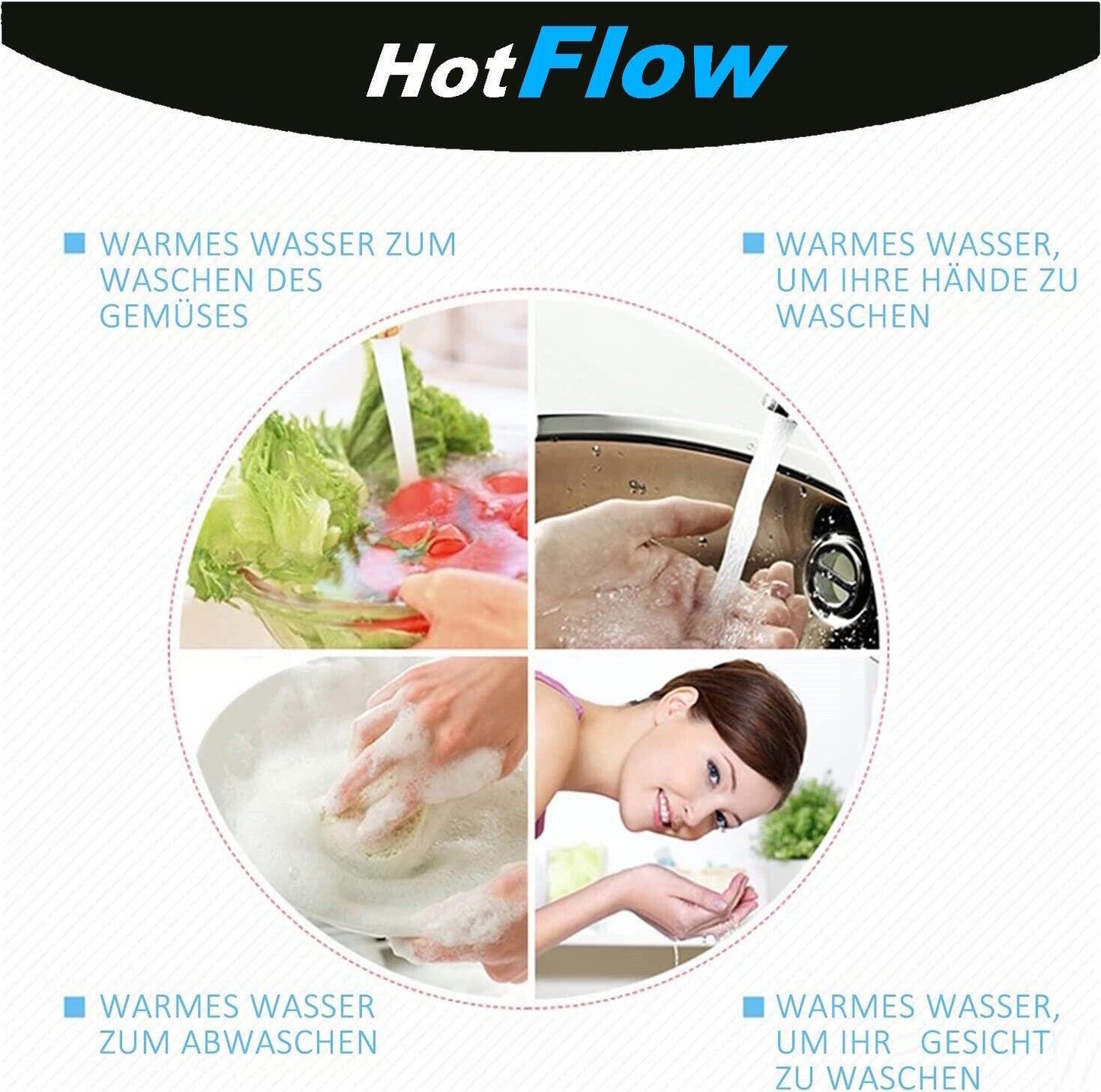 HotFlow Durchlauferhitzer elektrischer Wasserhahn Küche Bad LED Temperatur
