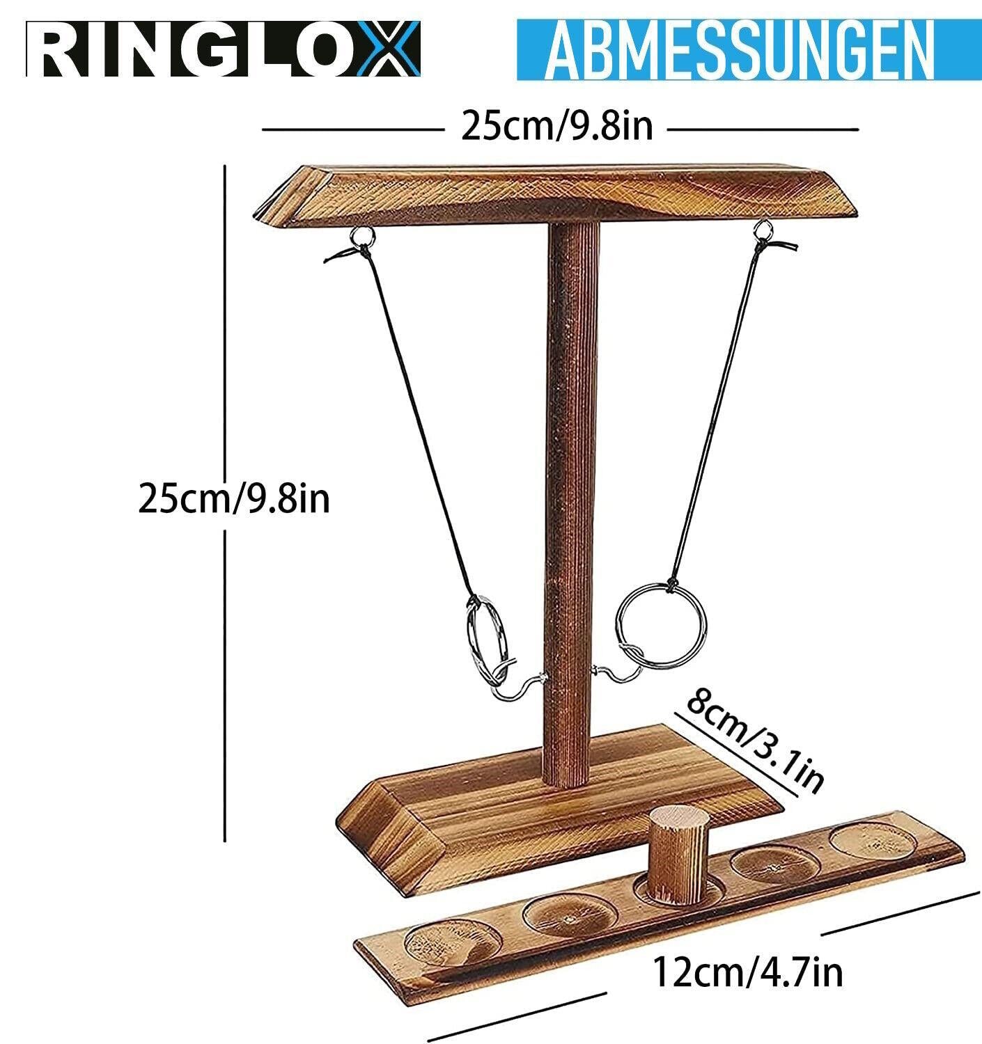 RINGLOX Trinkspiel aus Holz Partyspiel Saufspiel Ring Toss Haken Party Wurfspiel
