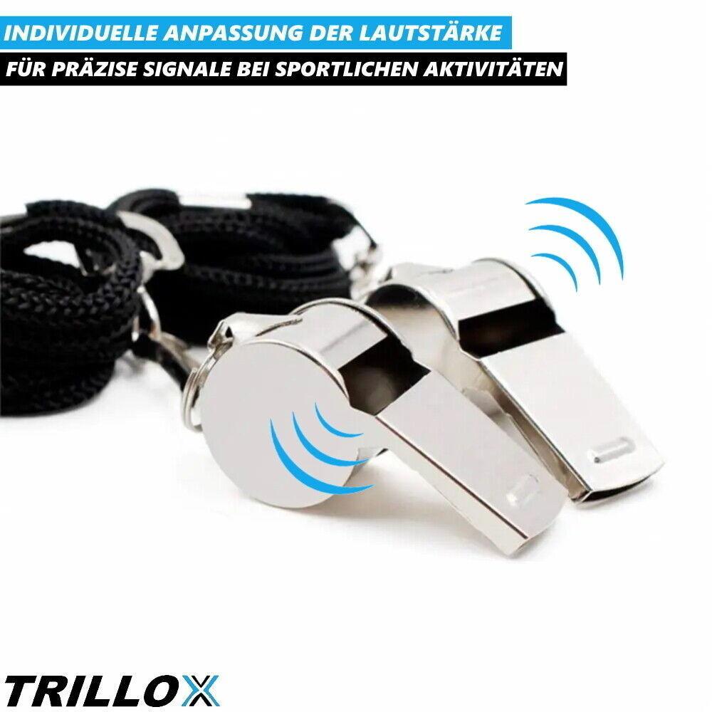 TRILLOX Trillerpfeife Set Schiedsrichterpfeife Metall Notfallpfeife Signalpfeife