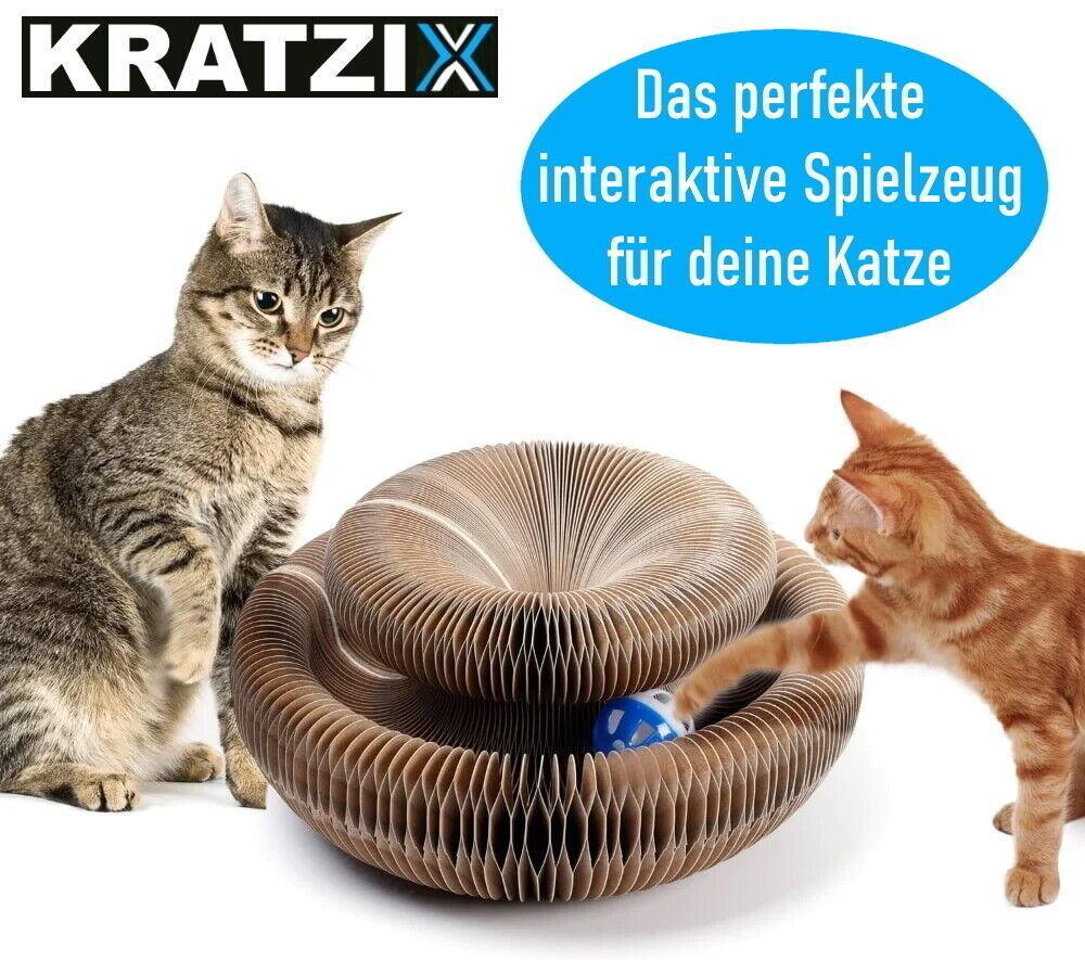 KRATZIX Katzenspielzeug Kratzspielzeug Kratzpappe Katzenkratzbrett faltbar Minze