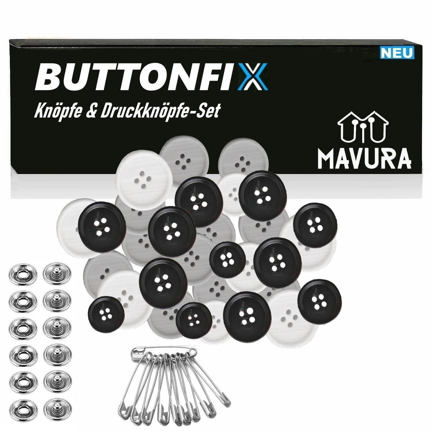 BUTTONFIX Knöpfe Set Druckknöpfe Knopf Messing für Nähen Leder Kleidung Jacken