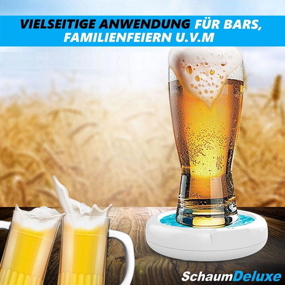 SCHAUMDELUXE Bieraufschäumer Elektrischer Biersprudler Milchaufschäumer USB Weiß