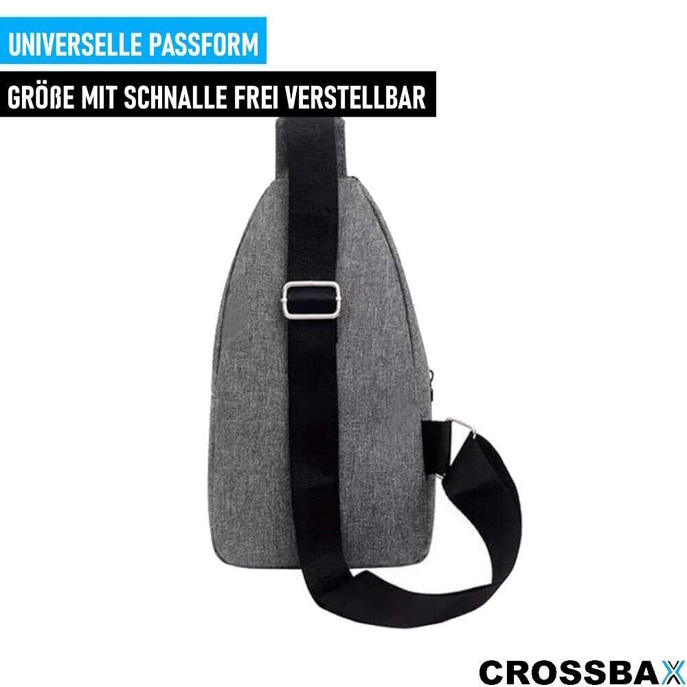 CROSSBAX Brusttasche Umhängetasche Schultertasche Crossbody Sling Bag grau