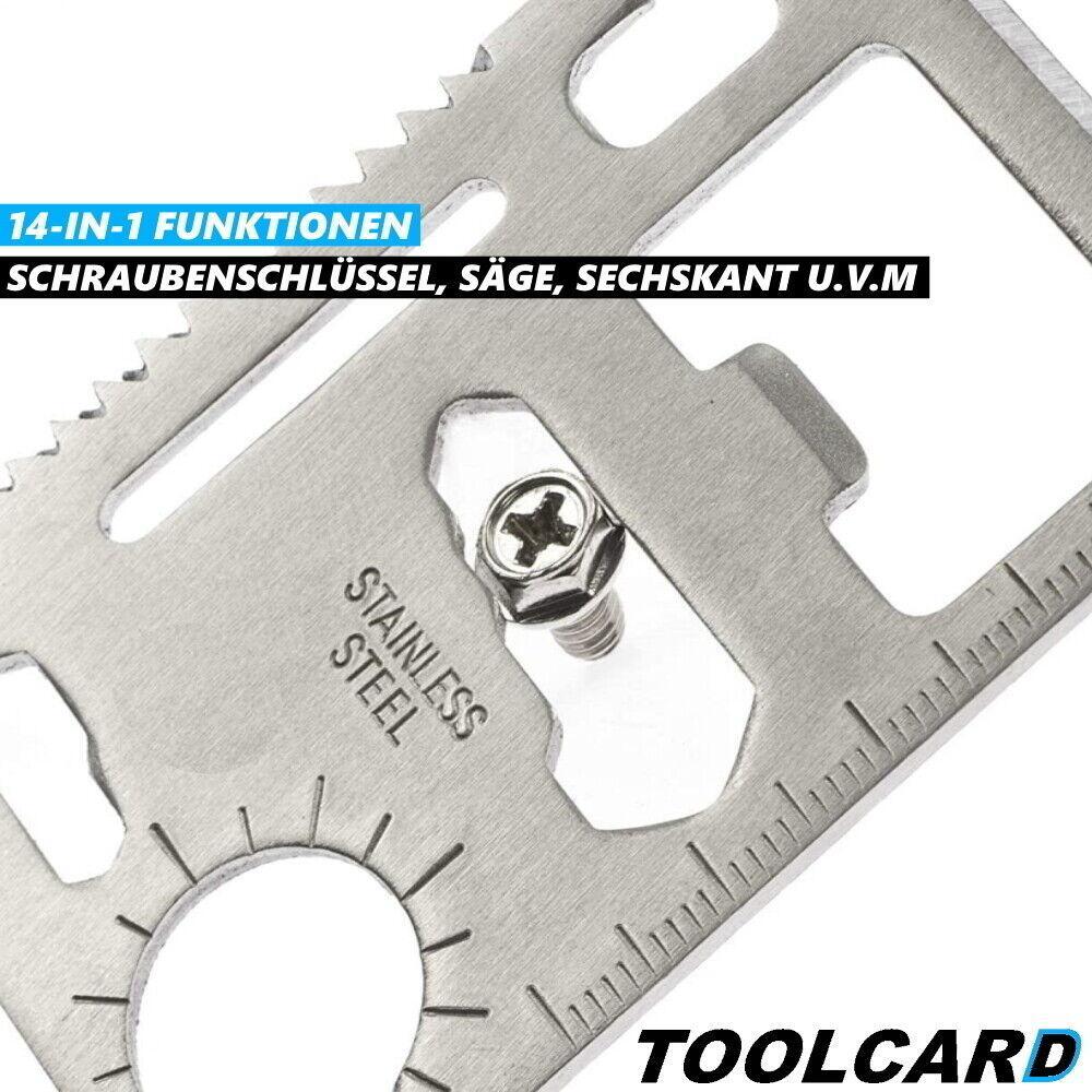 TOOLCARD Multitool Kreditkarte Messer Säge Öffner Scheckkarte Werkzeug 14in1