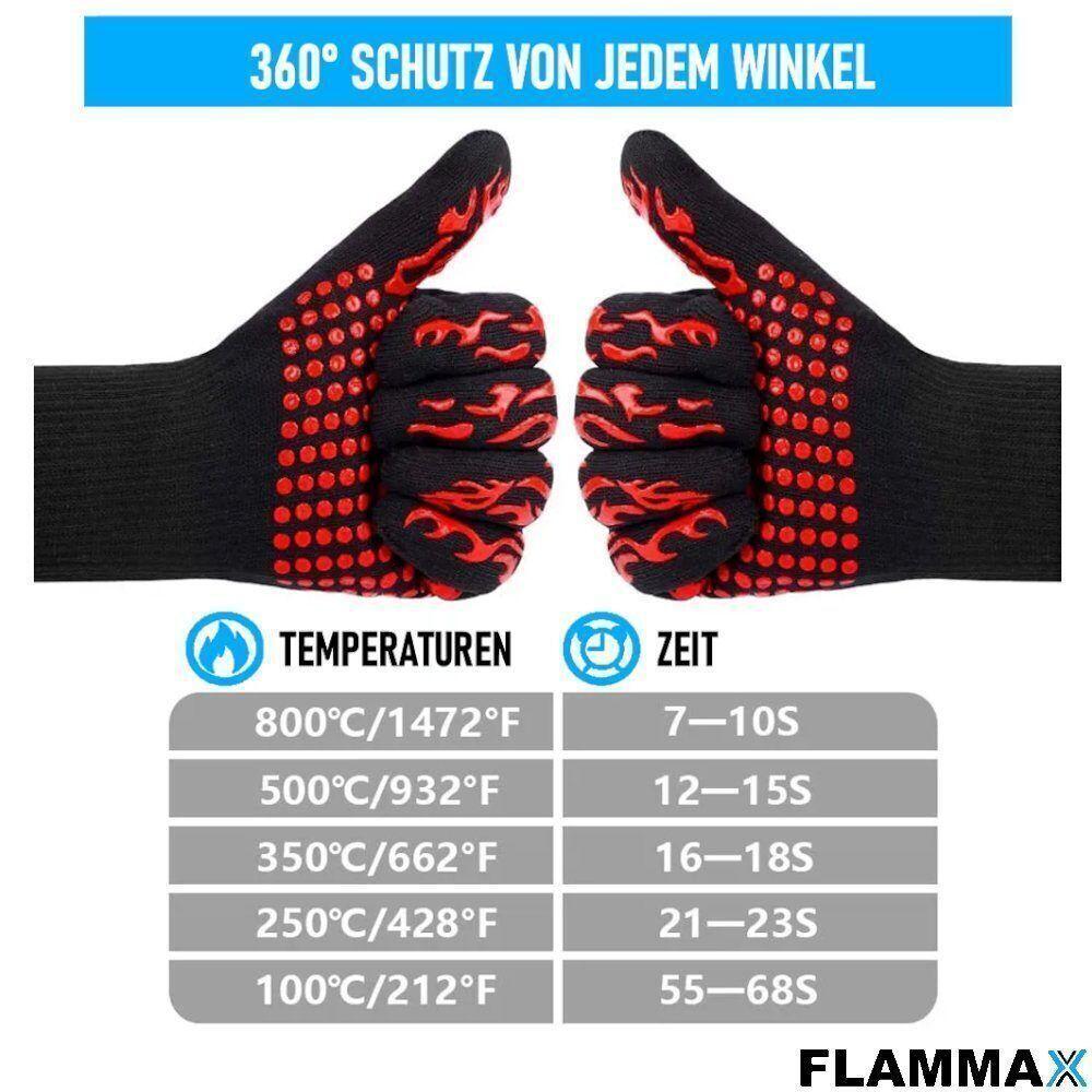 FLAMMAX Grillhandschuhe Backhandschuhe Ofenhandschuhe BBQ hitzebeständig 1paar