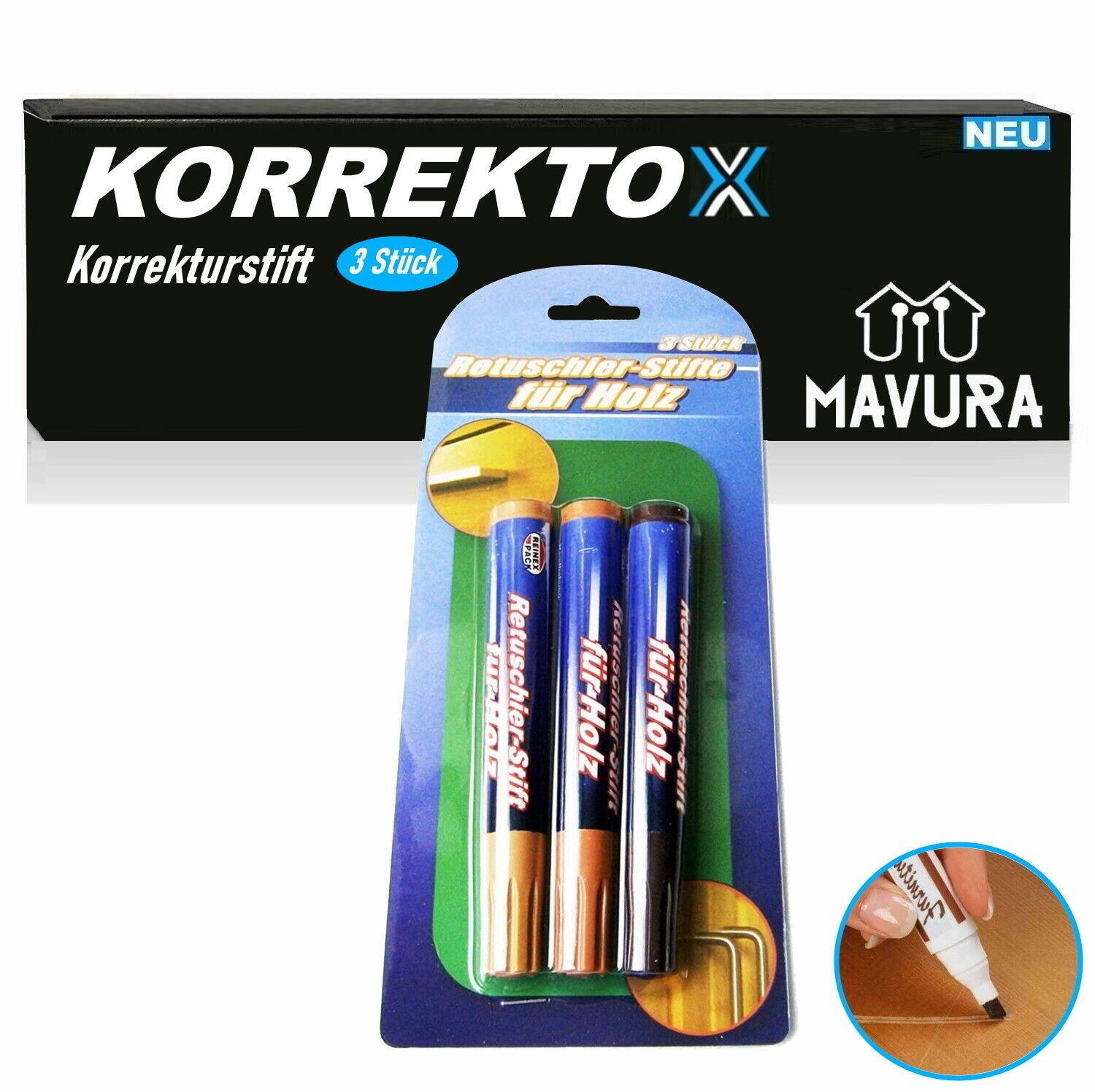KORREKTOX Korrekturstift Stift Möbel Holz Parkett Laminat Furnier [3er Set]