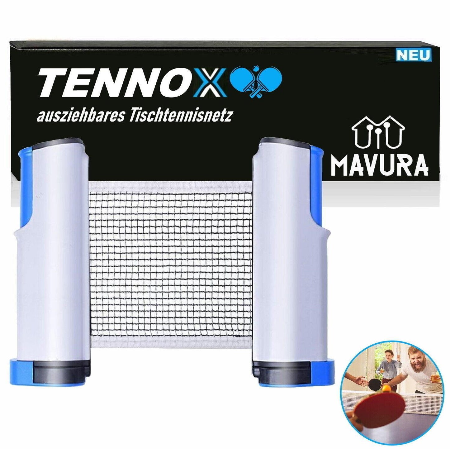 TENNOX Tischtennisnetz ausziehbar Ping Pong Netzgarnitur für jeden Tisch Outdoor