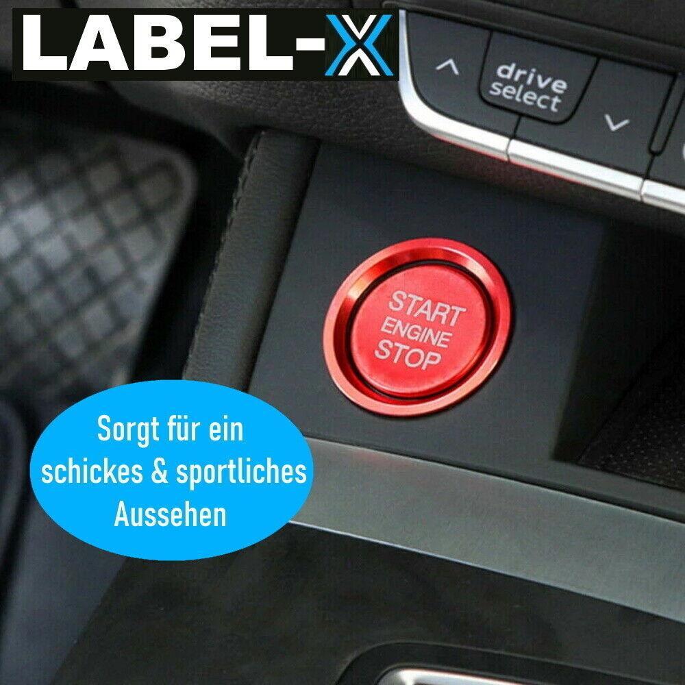 LABEL-X Start Stop Ring Druckknopf in Rot Passend für Audi A4 A5 A6 A7 Q3 Q5 etc