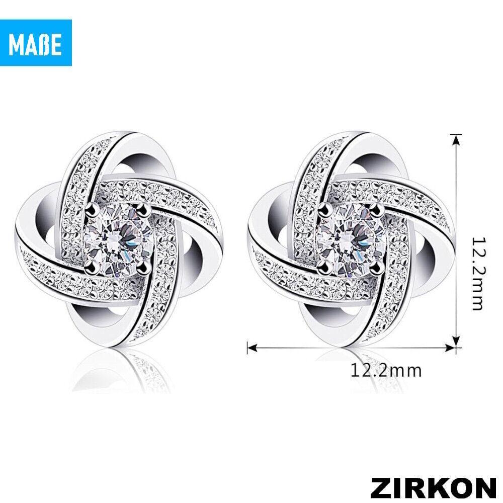 ZIRKON Ohrringe Damen Ohrstecker 925 Sterling Silber Ohrschmuck Twist Zirkonia