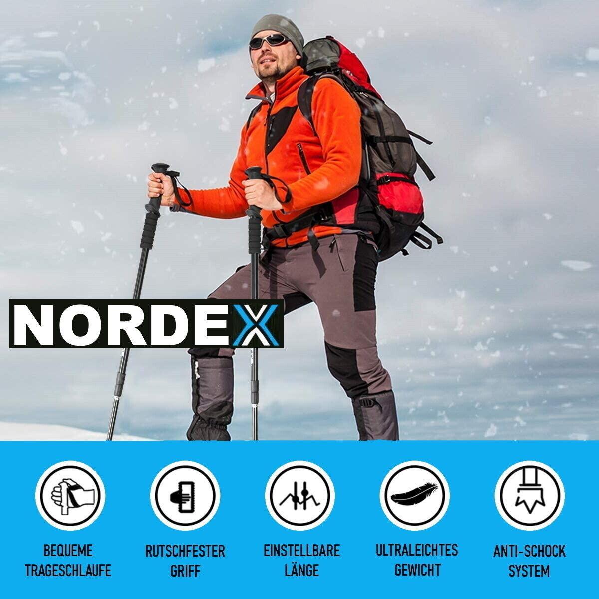 NORDEX Wanderstöcke Trekkingstöcke Teleskop Nordic Walking ultraleicht Aluminium