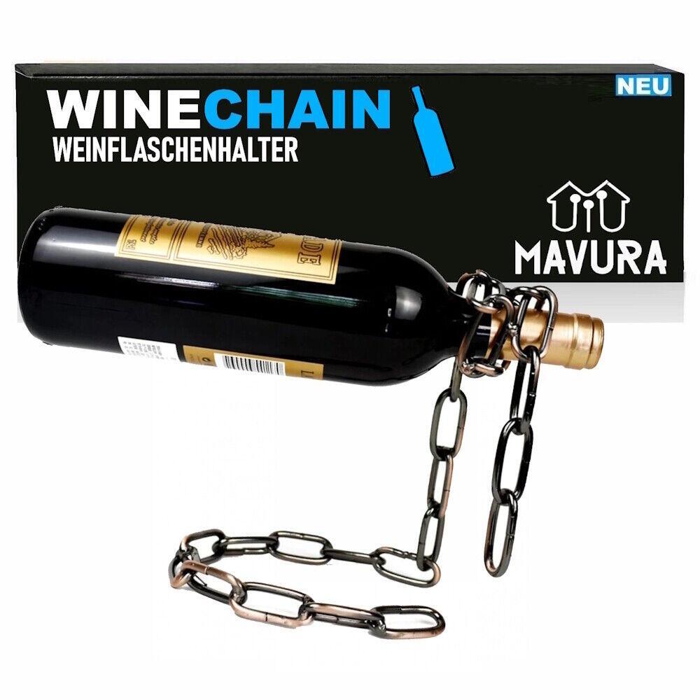 WINECHAIN Flaschenhalter Weinständer Flaschenständer Kette Metall Wein Silber