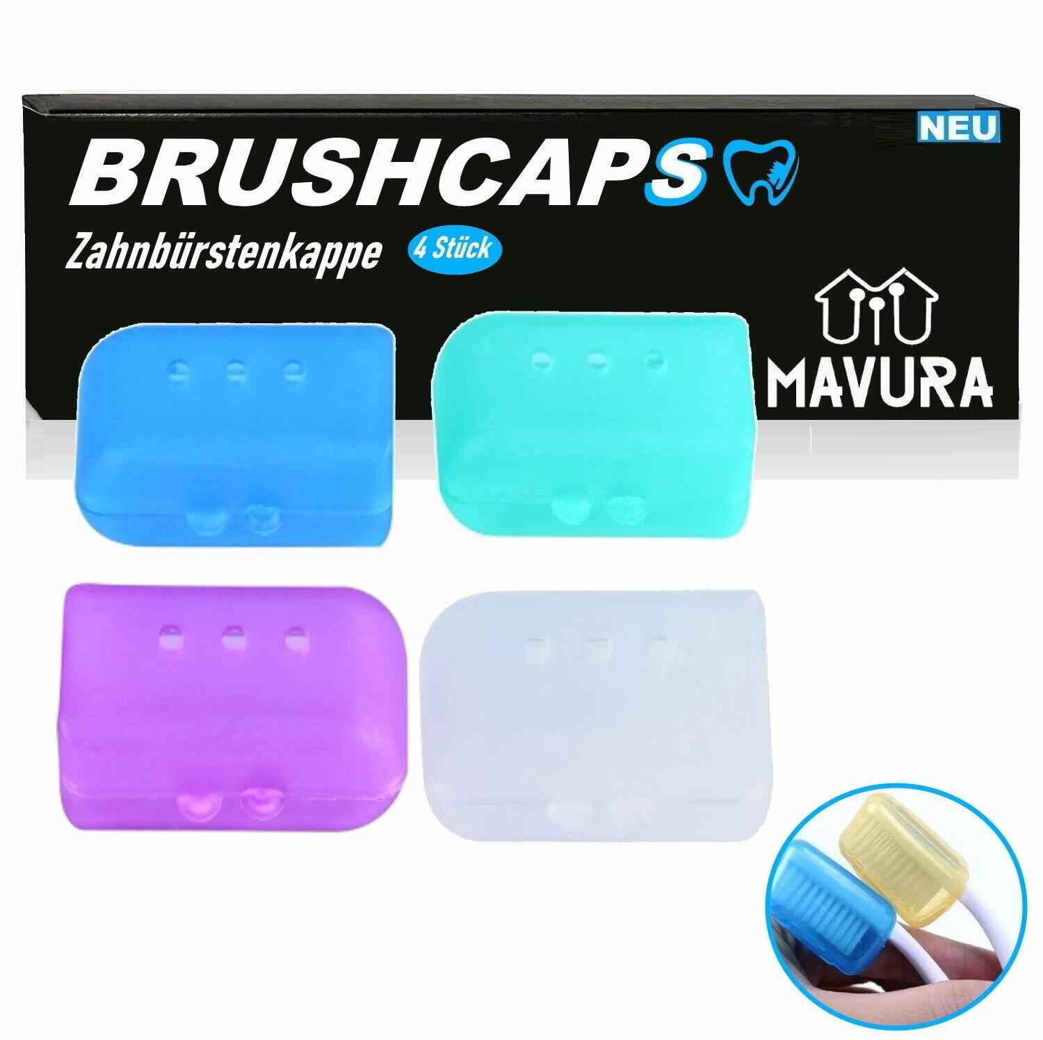 BRUSHCAPS Zahnbürste Schutzkappe Zahnbürstenkopf Hülle Zahnbürstenschutz [4er]