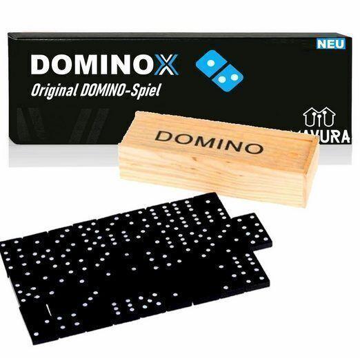 DOMINOX Domino Spiel Steine Dominosteine Geschicklichkeitsspiel Denkspiel m. Box