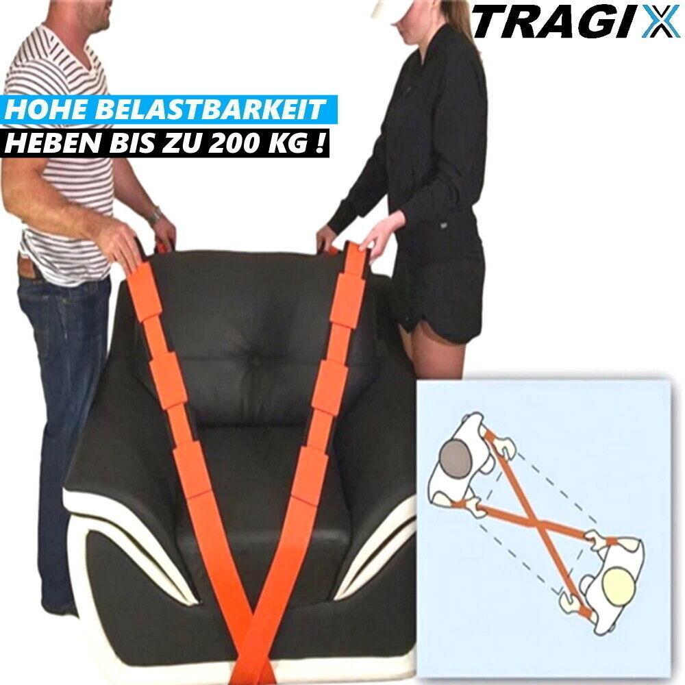 TRAGIX Hebegurt Tragehilfe Möbel Tragegurt Tragegeschirr Transportgurt Umzug