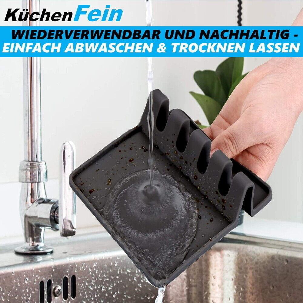 KÜCHENFEIN Löffel Ablage Abtropfgestell Kochlöffel Halter Silikon Kellenablage