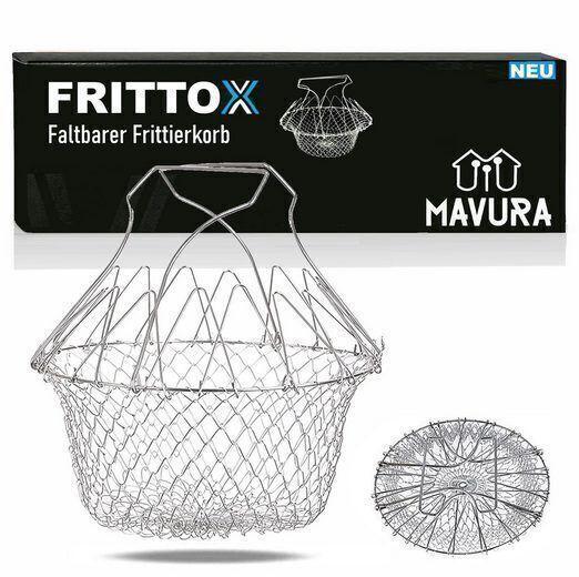 FRITTOX Frittierkorb Edelstahl Topf Filtersieb Faltbar Sieb Frittierkörbchen