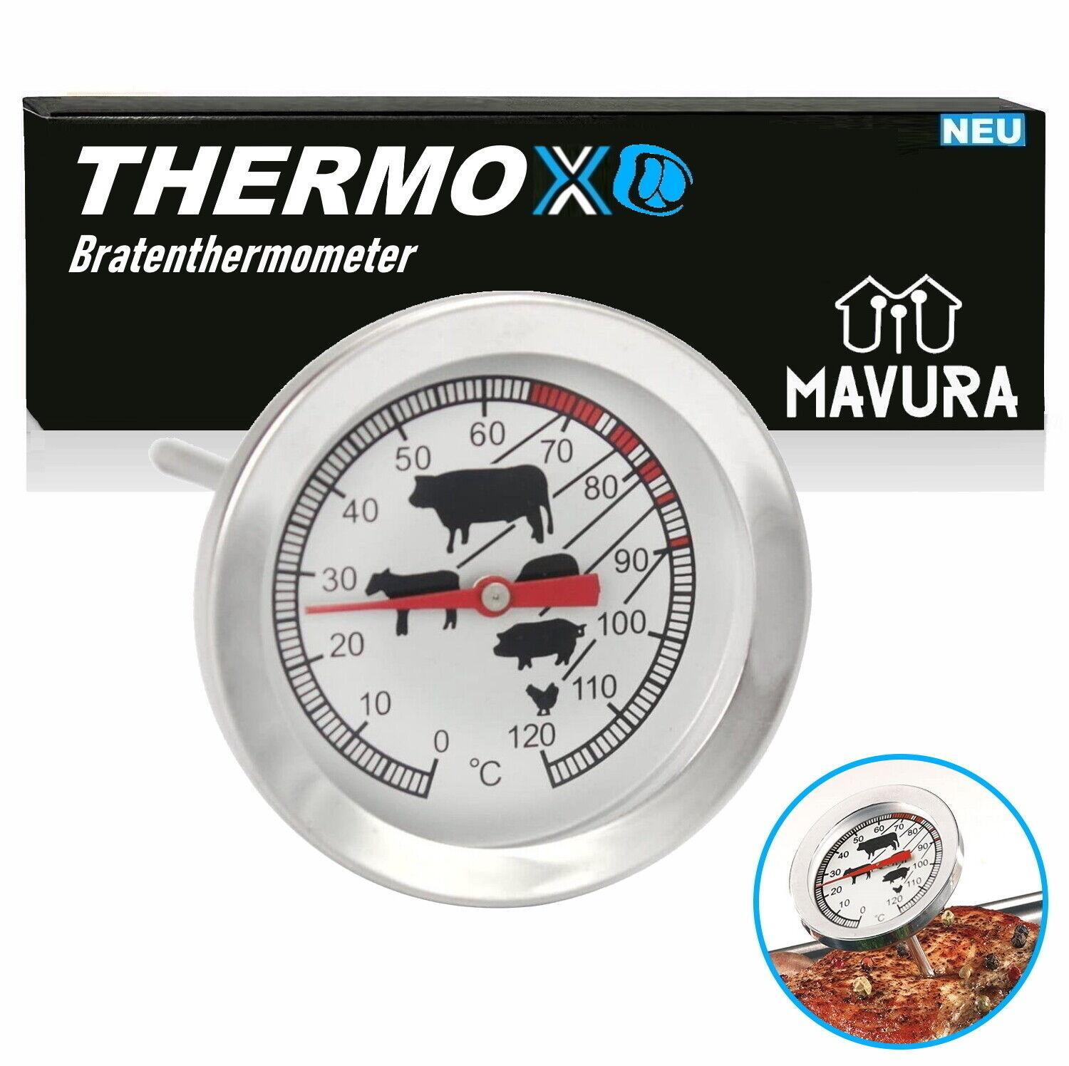 THERMOX Fleisch Thermometer Grill Steak Braten Backofen Thermometer Edelstahl