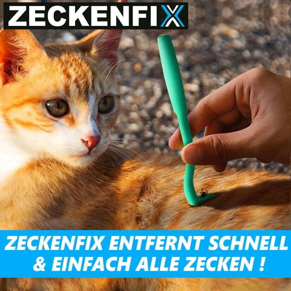 ZECKENFIX Zeckenzange Hunde Katze Zeckenpinzette Zeckenentferner Zeckenhaken Set