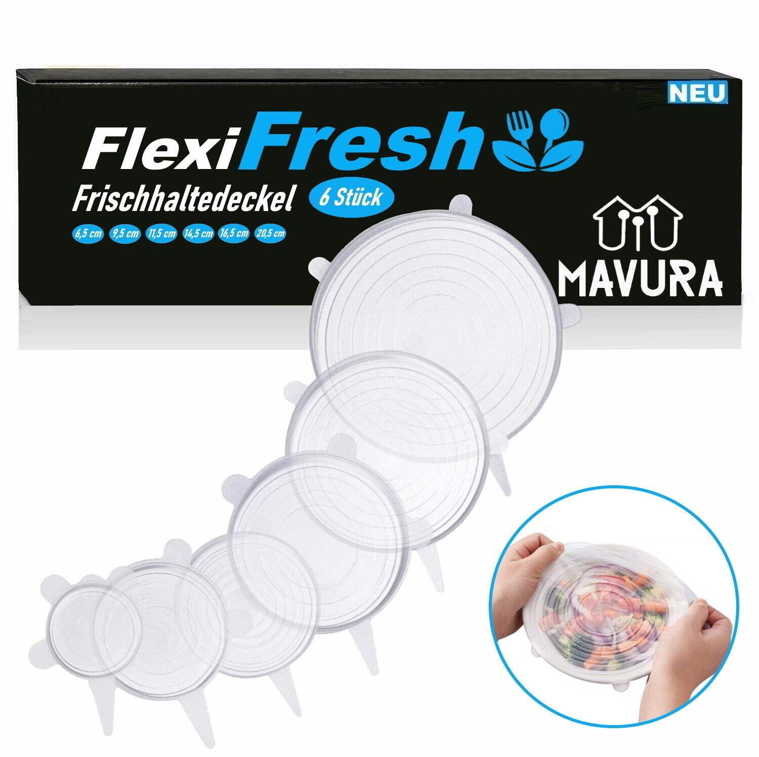 FlexiFresh Silikon Deckel Frischhalte Universal dehnbar Wiederverwendbar 6er Set