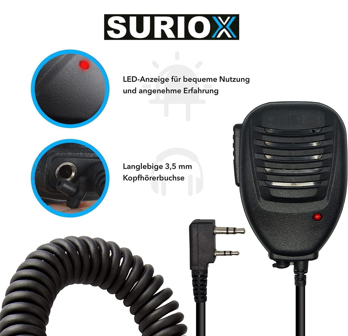 SURIOX Mikrofon Lautsprecher für BAOFENG UV-5R Plus GT-3 UV 82L Hand-funkgerät