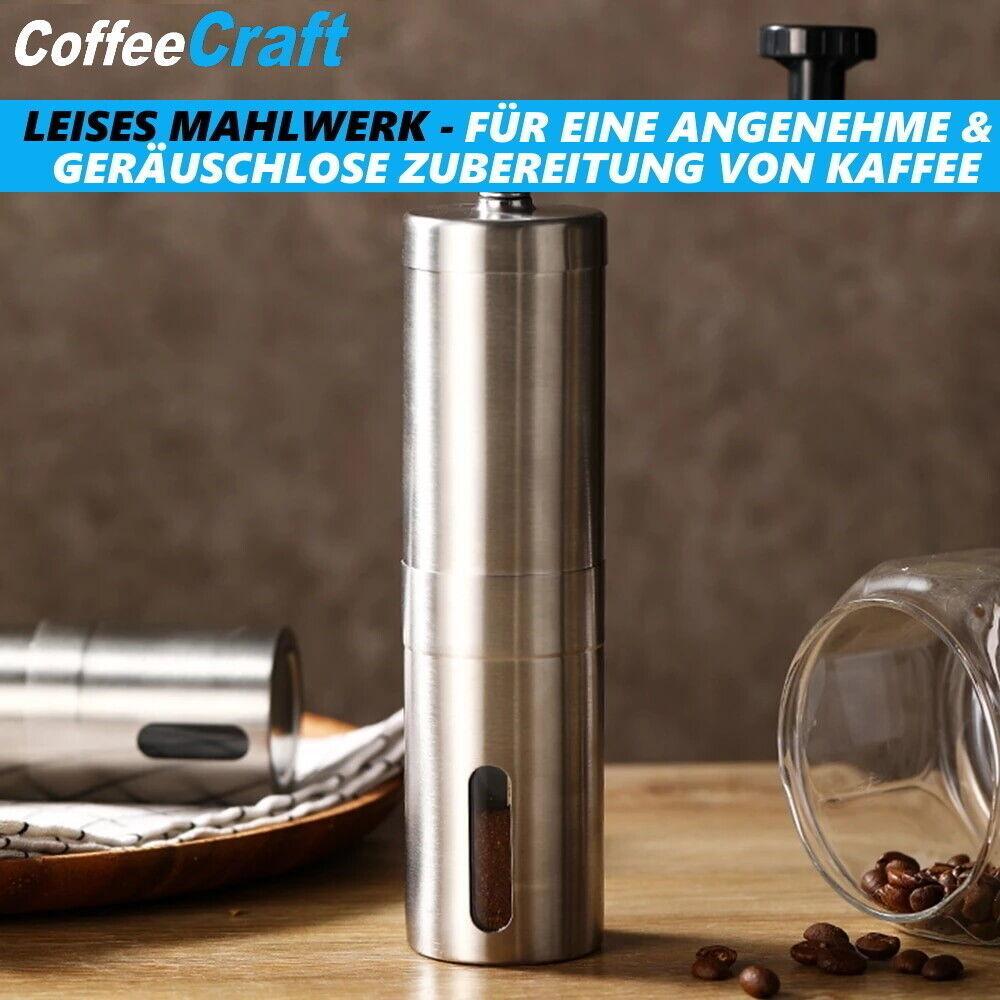 COFFEECRAFT Manuelle Kaffeemühle Edelstahl Handkaffeemühle mit Keramik-Mahlwerk