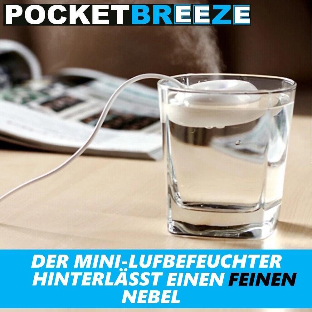 POCKETBREEZE USB Mini Luftbefeuchter Diffuser Ultraschall-Vernebler Humidifier