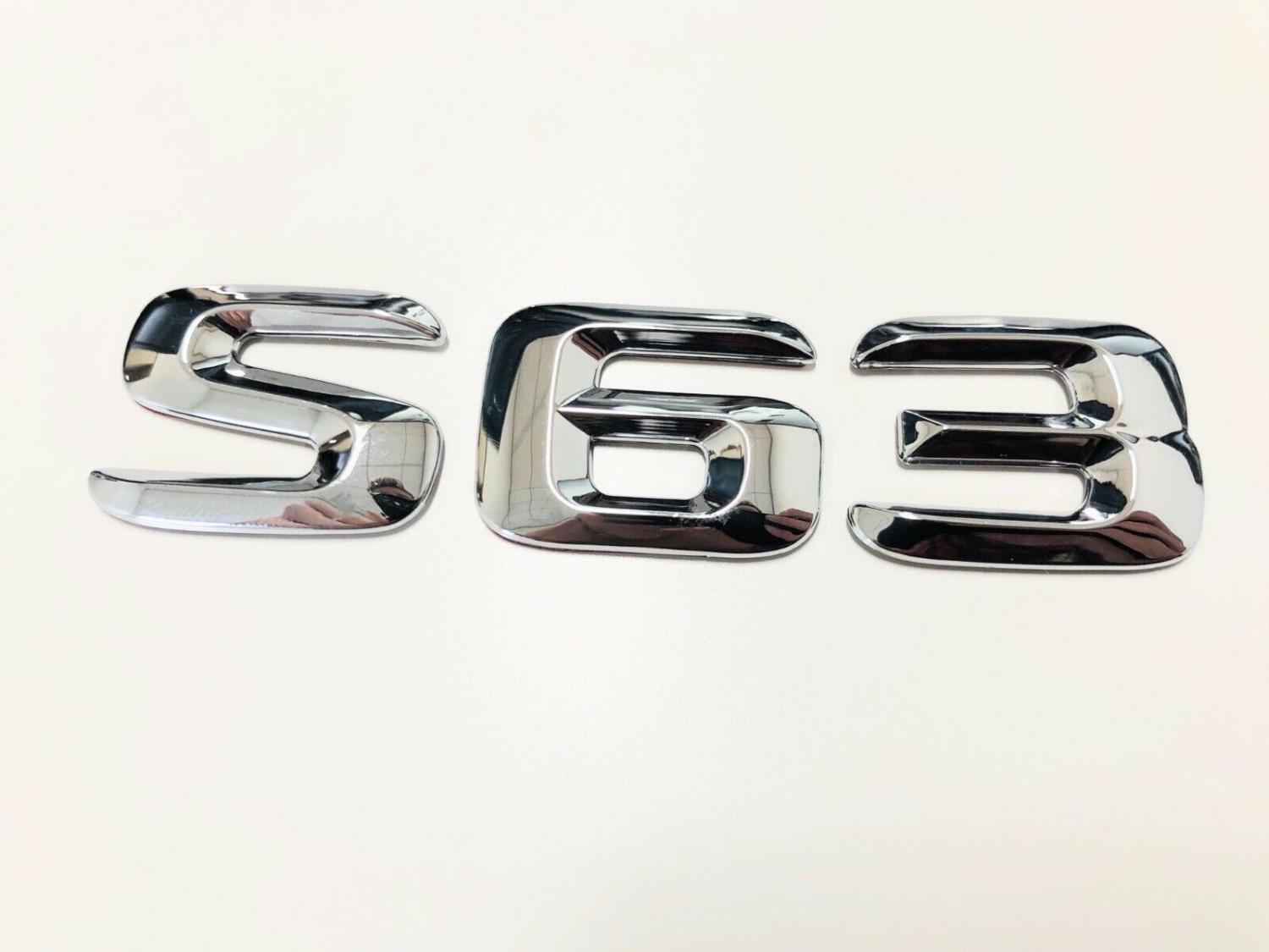 S63 Schriftzug S 63 Emblem Mercedes-Benz Aufkleber Chrom Silber AMG