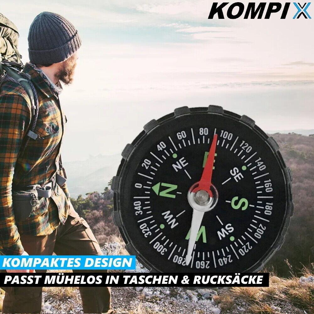 KOMPIX Mini Outdoor Kompass Marschkompass Wandern Auto Fahrrad Taschenkompass