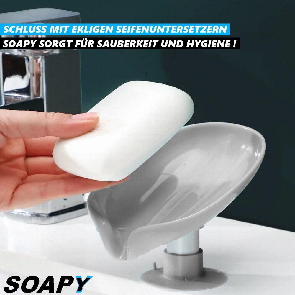 SOAPY Seifenhalter Seifenschale Design Seifenspender Saugnapf ohne bohren grau