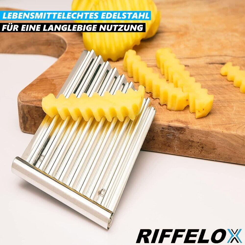 RIFFELOX Wellenmesser Wellenschnittmesser Edelstahl Riffel Pommes Gemüse