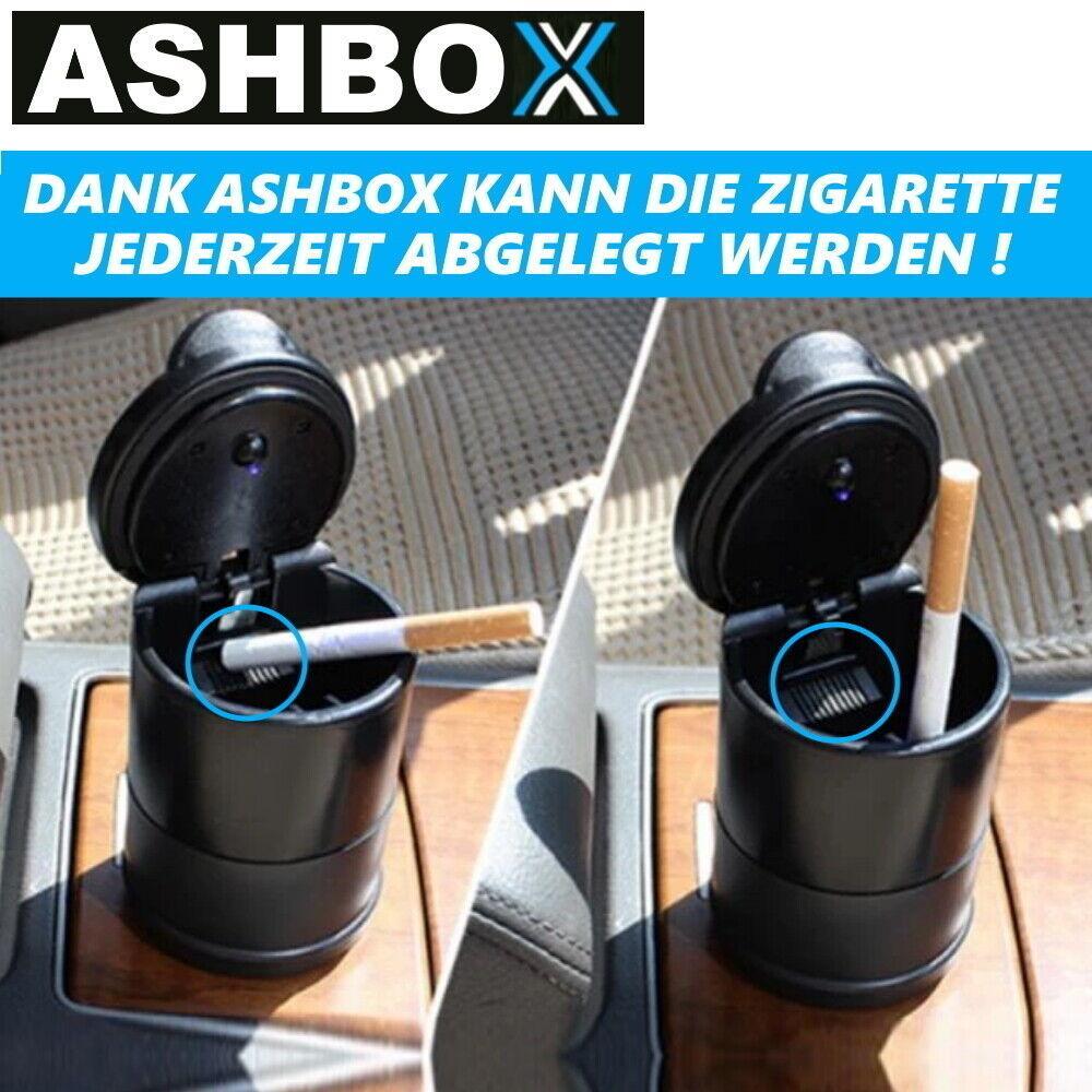 ASHBOX Auto Aschenbecher mit Deckel LED-Licht für Getränkehalter Universal 2 Stk