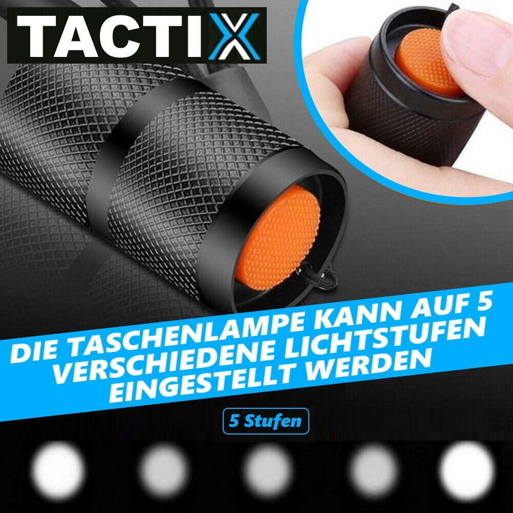 TACTIX LED taktische Taschenlampe schwarz Zoomfunktion 5 Lichtmodi 40x Heller