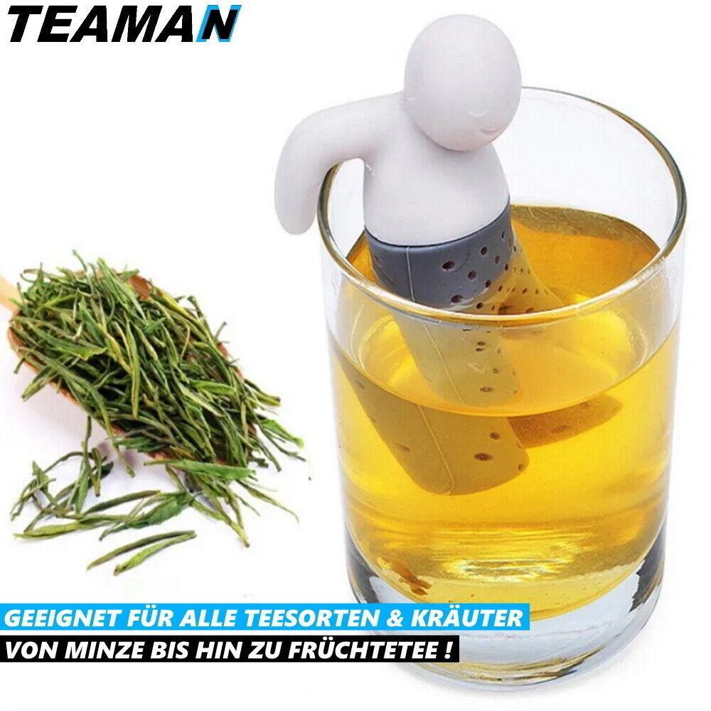 TEAMAN Teesieb Teeei Silikon Teefilter Teemännchen Teekugel Teenetz grau