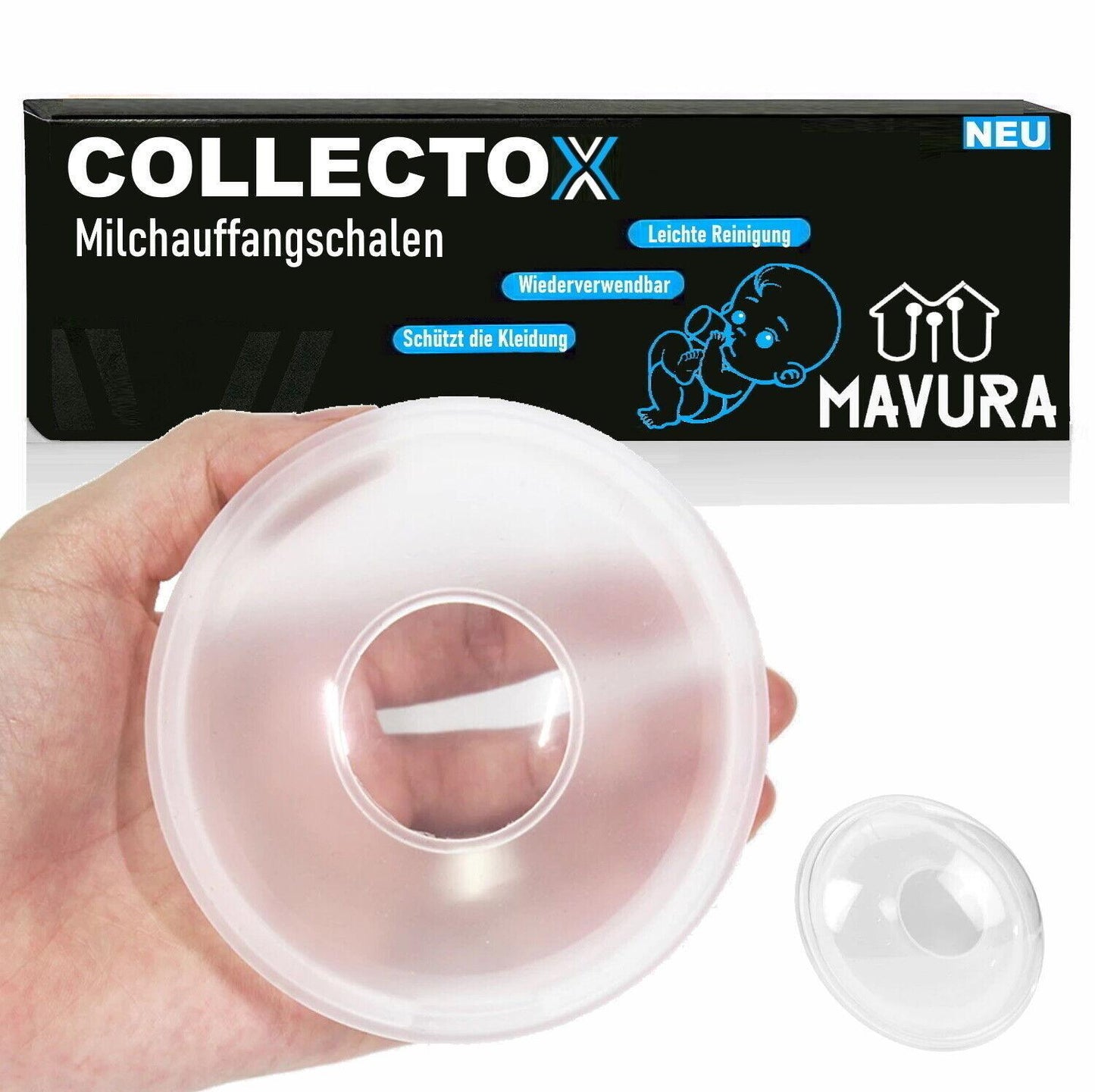 COLLECTOX Brustschalen Milchauffangschalen Stillschalen Muttermilchsammler 2er