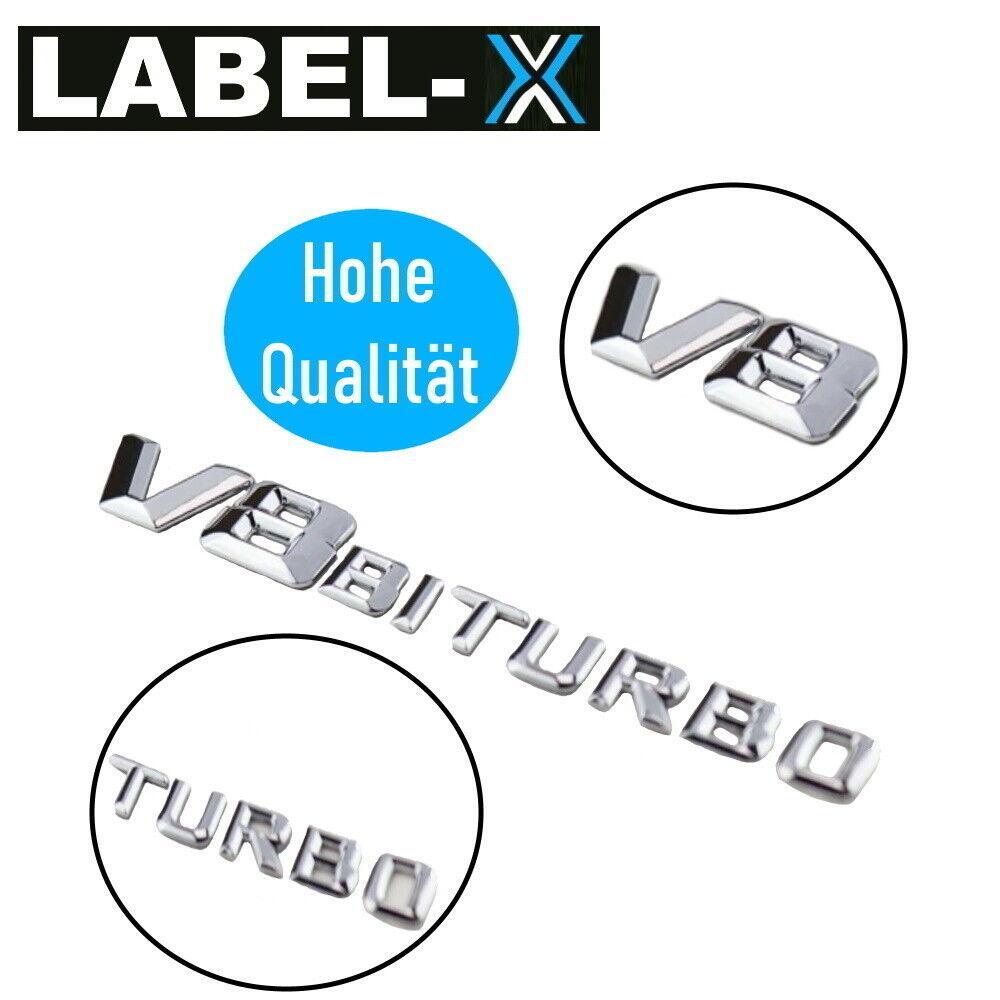 LABEL-X V8 Biturbo Schriftzug 3D Emblem Chrom G63 S63 SL63 CL63 C63 CLS63 AMG