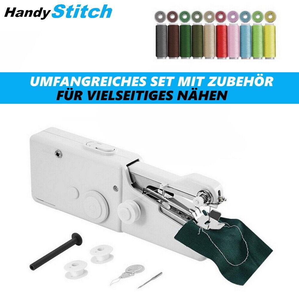 HandyStitch Mini Hand Reise Nähmaschine Handnähmaschine elektrisch Set m. Garne