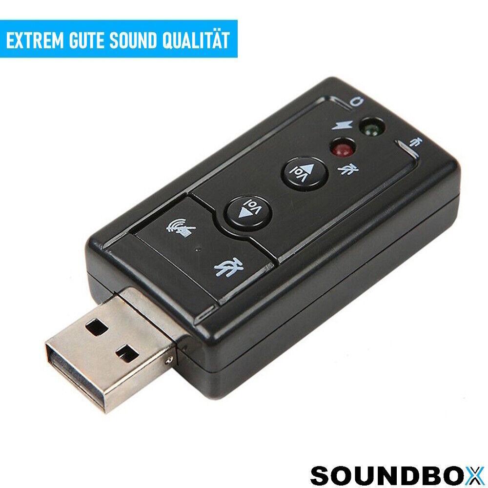 SOUNDBOX USB Soundkarte externer Soundadapter 7.1 Surround 3D Effekt Laptop PC
