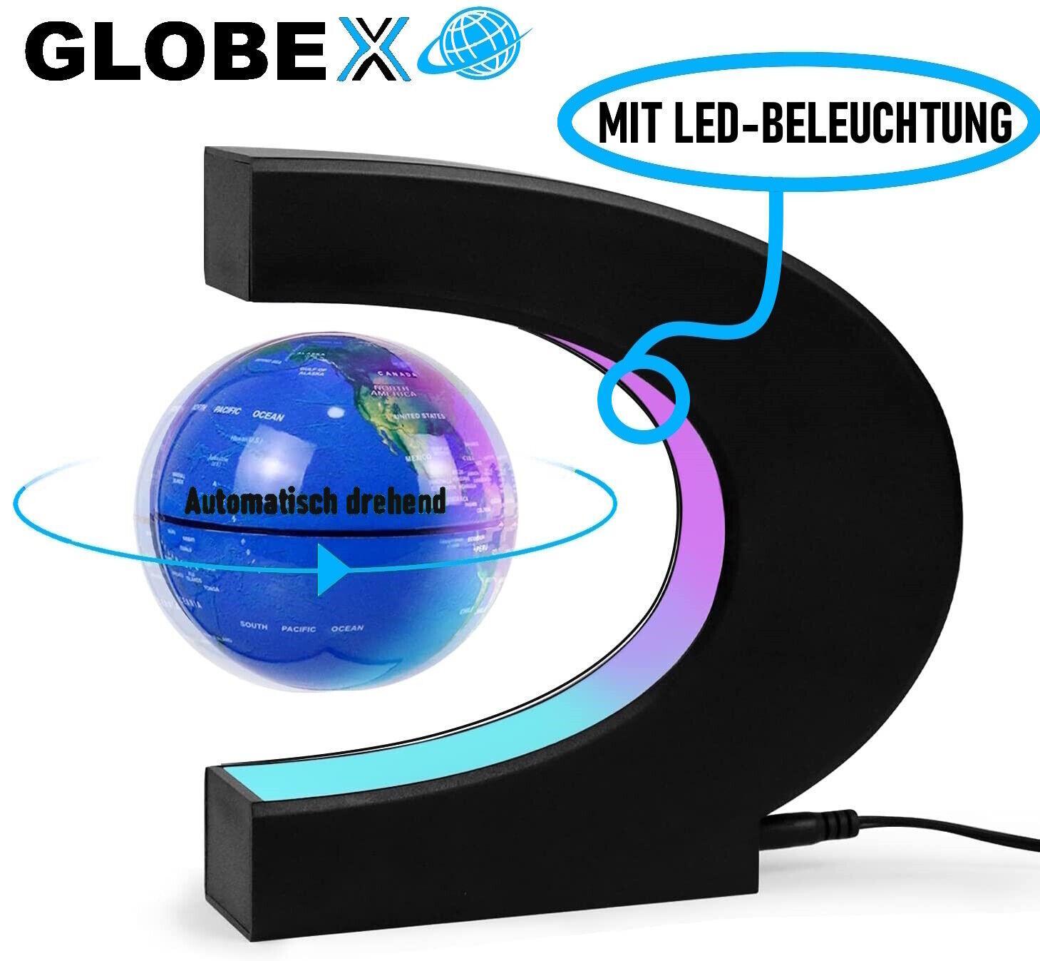 GLOBEX schwebender Globus Magnetische Weltkugel schwebend rotierend m. LED Licht