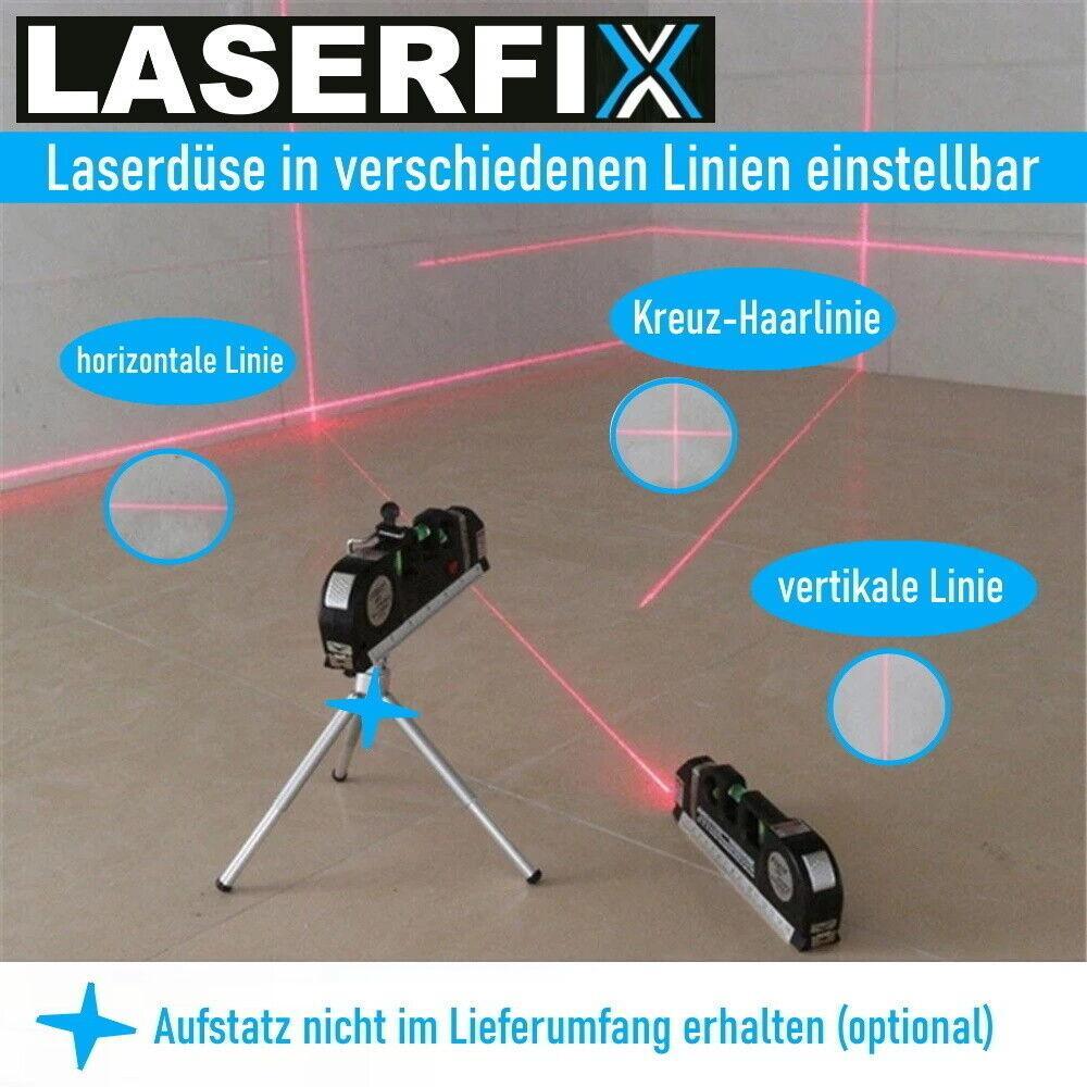 LASERFIX Laser Wasserwaage 4in1 Lasermessgerät Kreuzlinienlaser Entfernungsmesse
