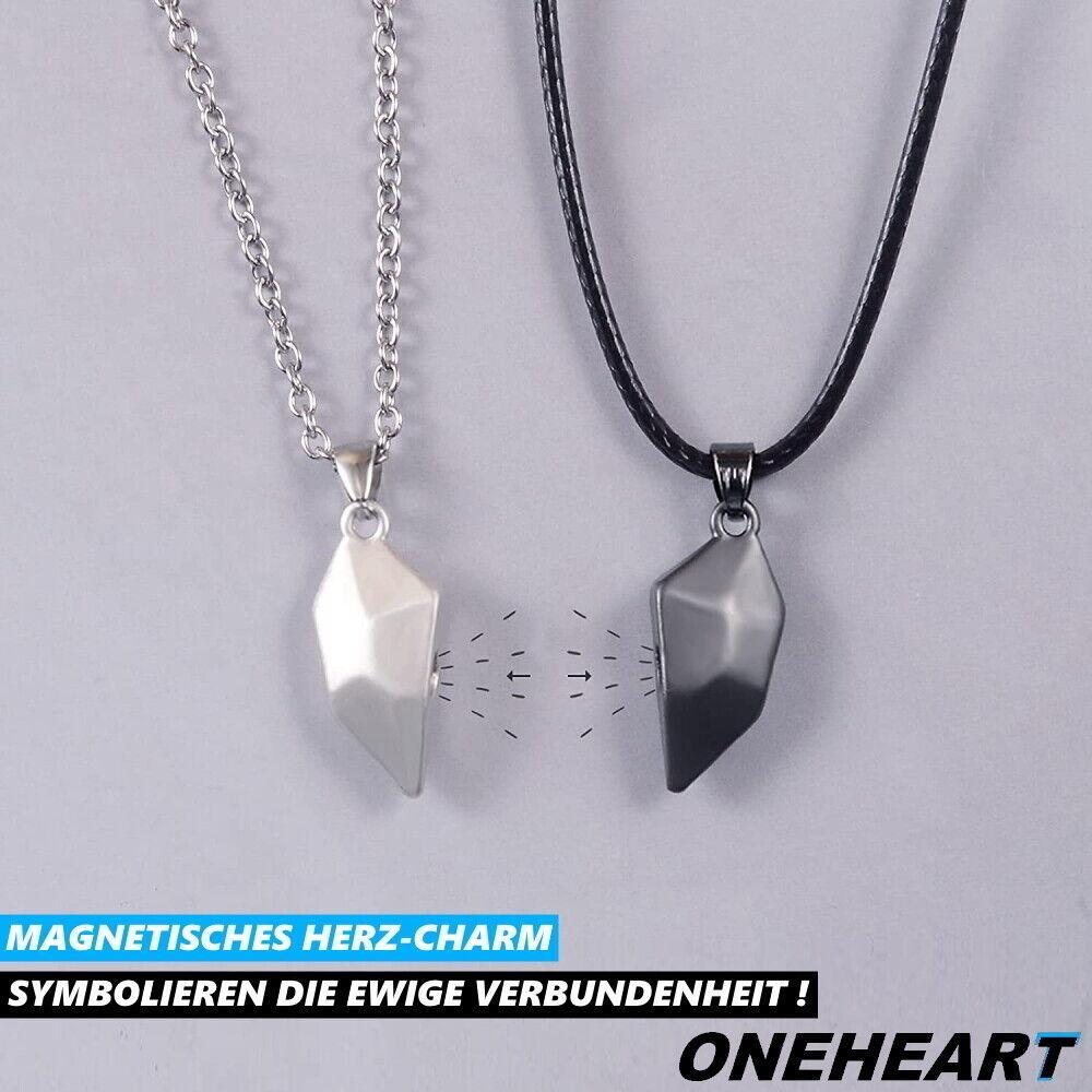 ONEHEART Herz Doppel Halskette Magnet Paar Kette Pärchen Liebe Valentinstag