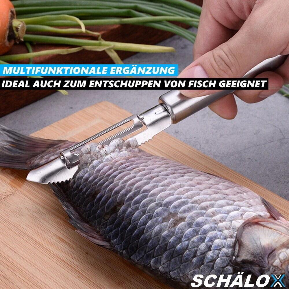 SCHÄLOX Edelstahl Sparschäler Gemüse Kartoffel Spargel Fischschuppen Schäler