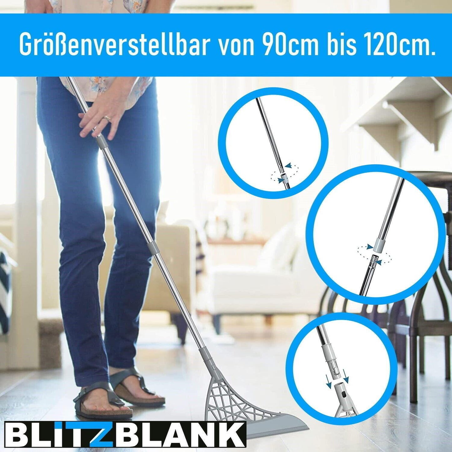 BLITZBLANK Magischer Zauberbesen Silikon Kehrbesen Wischmopp Bodenwischer Putzer
