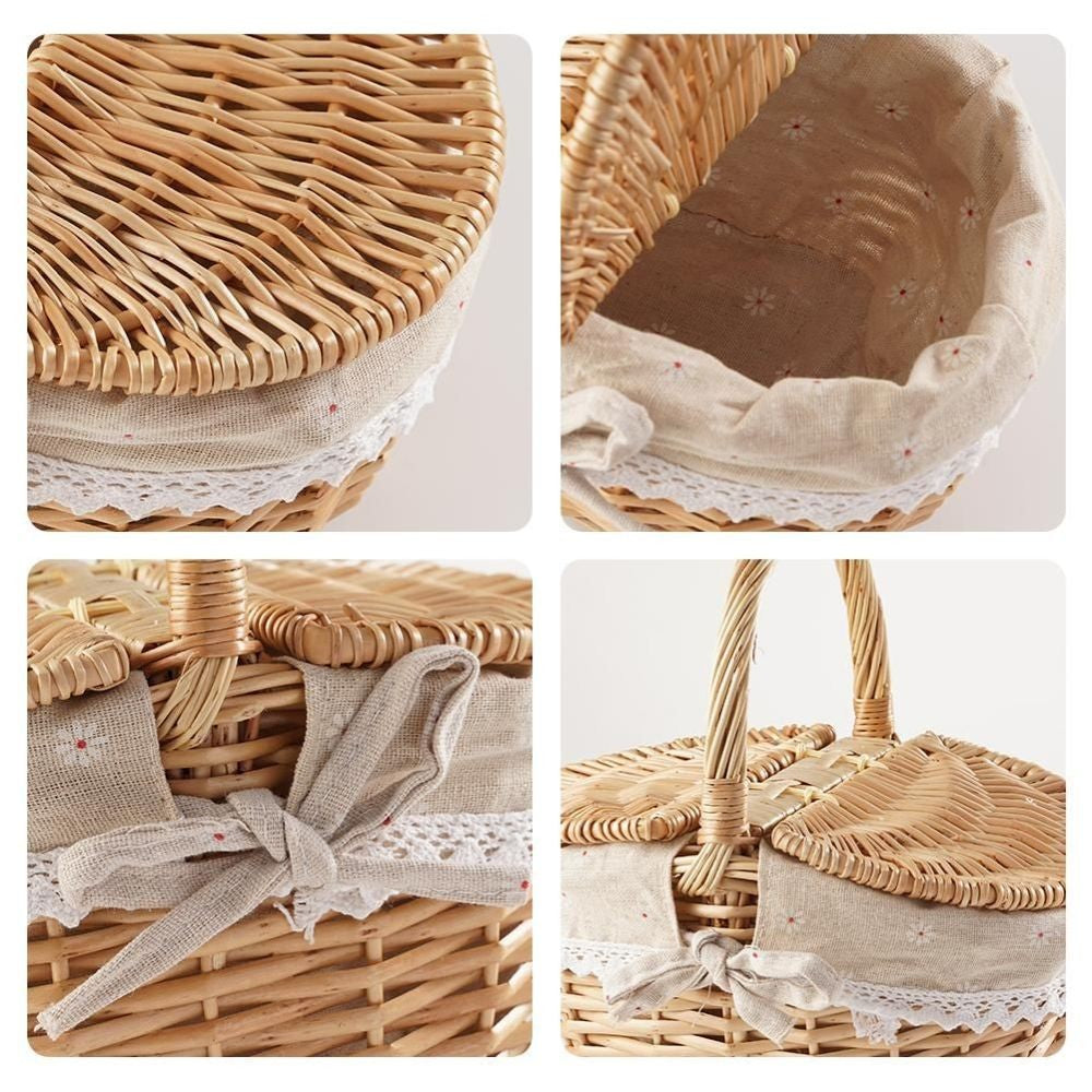 Picknickkorb mit Deckel Griff handgefertigt Weide Outdoor DE.