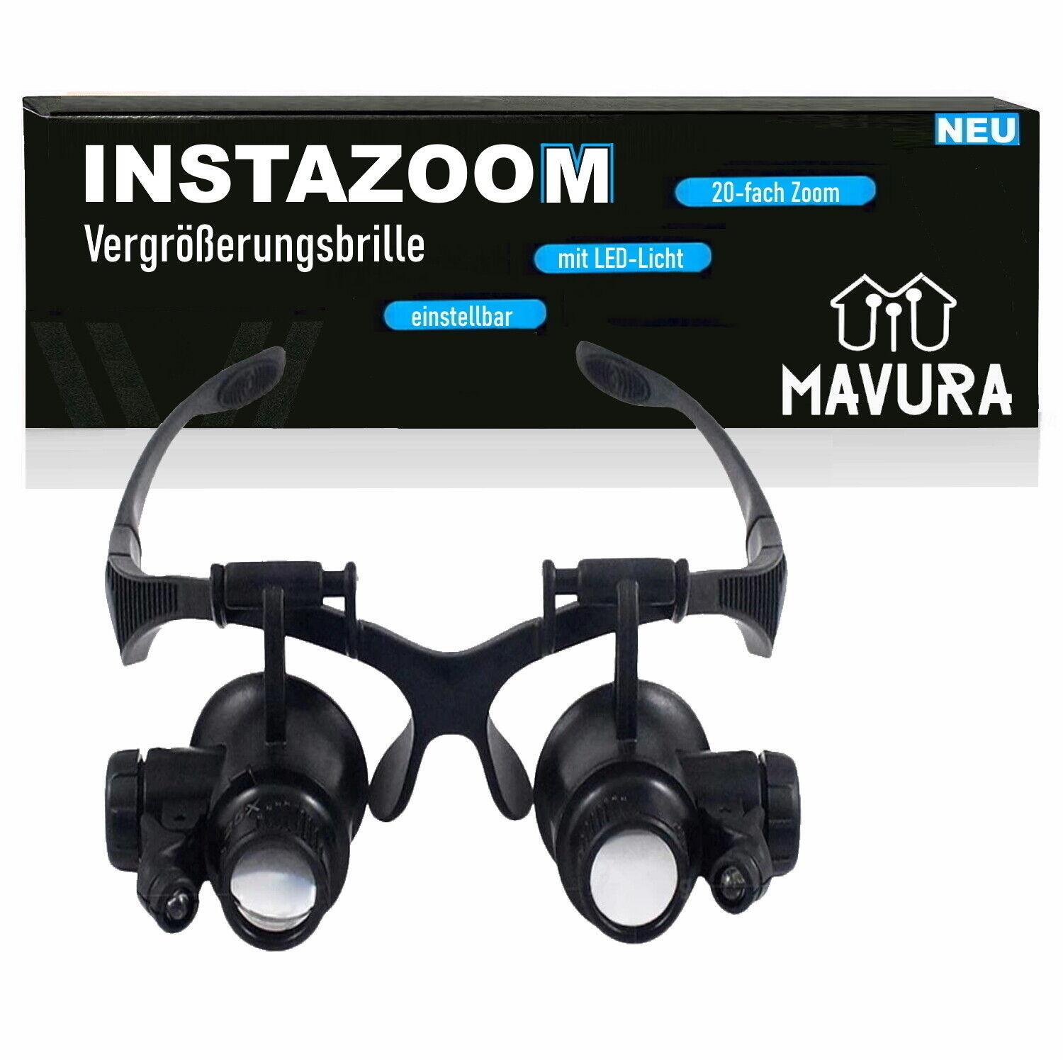INSTAZOOM Lupenbrille Vergrößerungsbrille Kopflupe Stirnlupe Brillenlupe 20fach