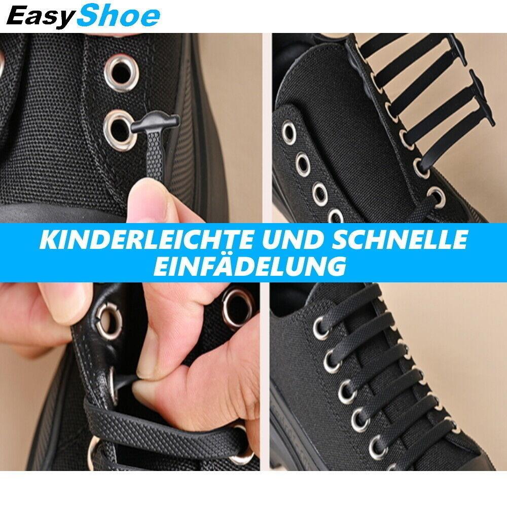 EasyShoe Silikon Schnürsenkel elastisch ohne binden Schnellverschluss Set Gummi