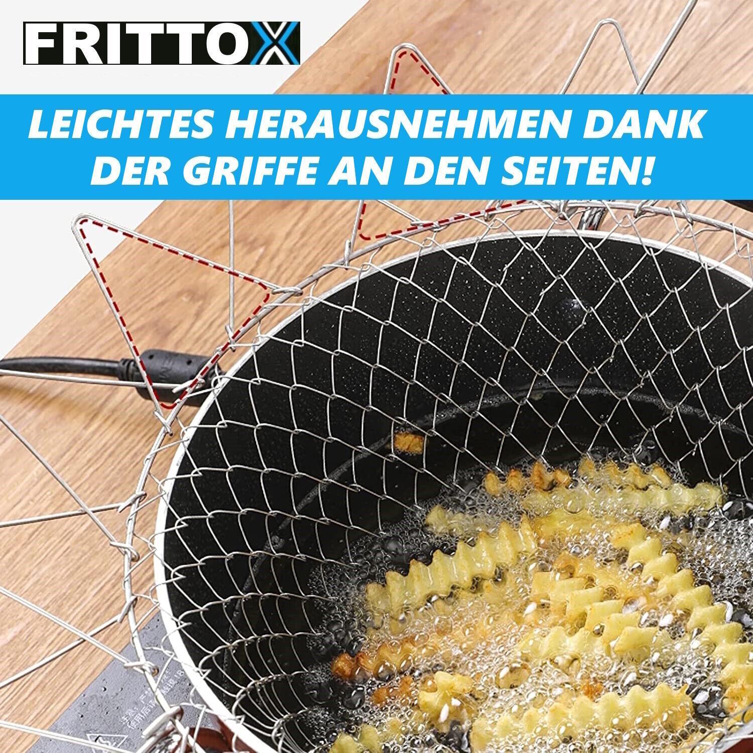 FRITTOX Frittierkorb Edelstahl Topf Filtersieb Faltbar Sieb Frittierkörbchen